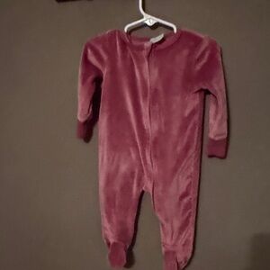 Plush Burgundy Kids Footed Onesie A4